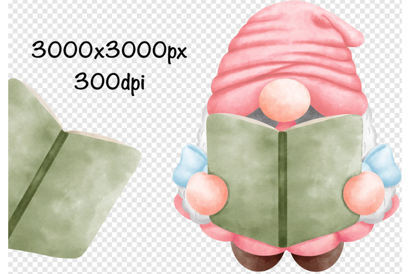 watercolor-library-gnome-clipart