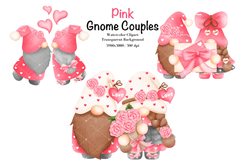 watercolor-pink-valentine-gnome-clipart