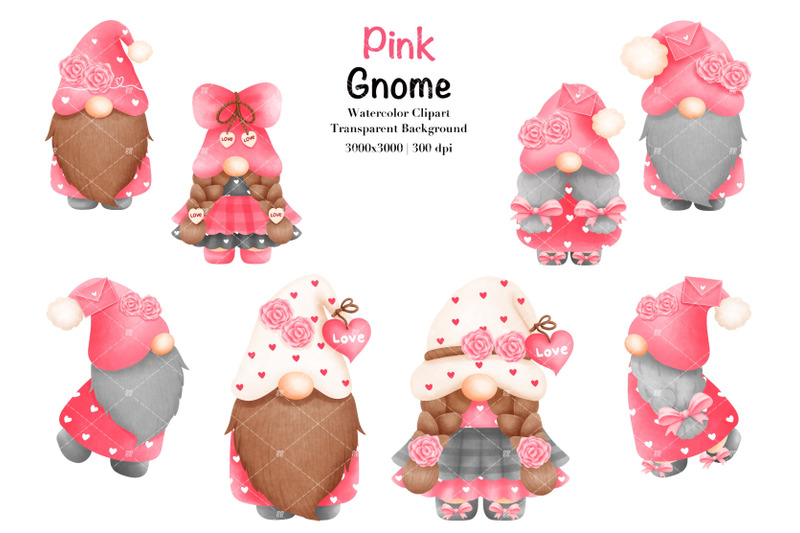 watercolor-pink-valentine-gnome-clipart