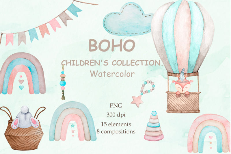 boho-children-039-s-collection-watercolor-cliparts