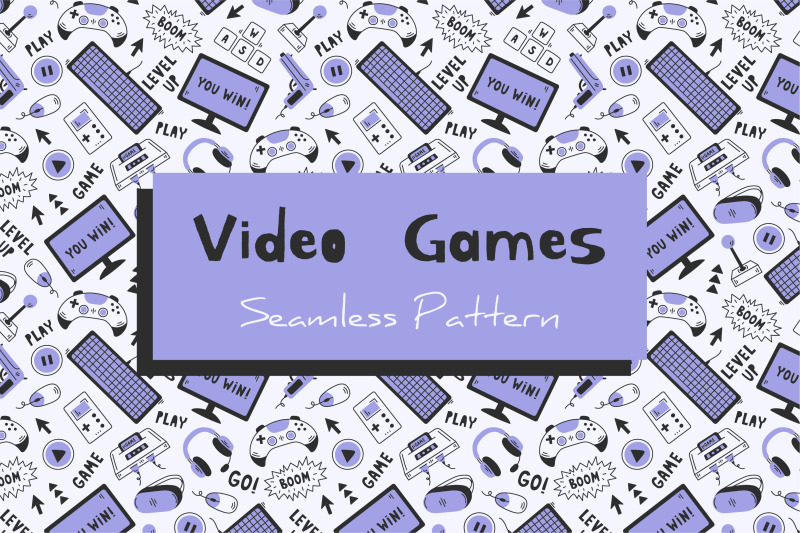 video-games-doodle-seamless-pattern