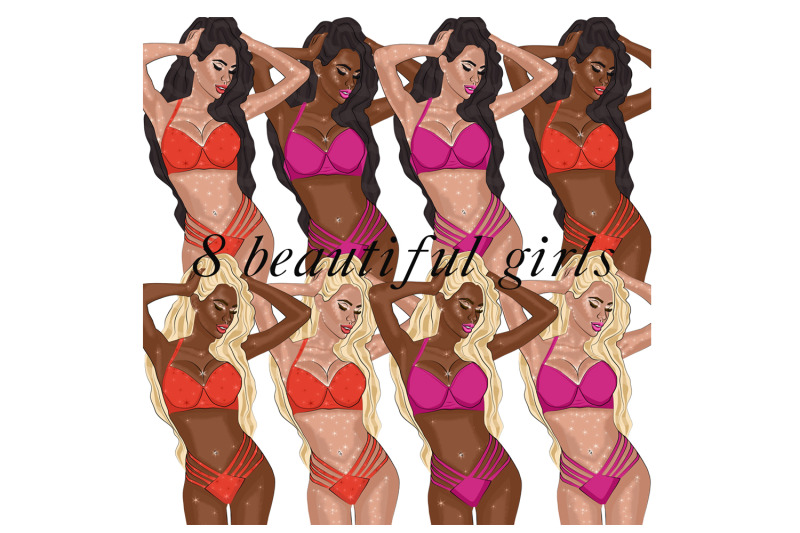 sexy-girl-clipart-set-valentine-039-s-day-illustration