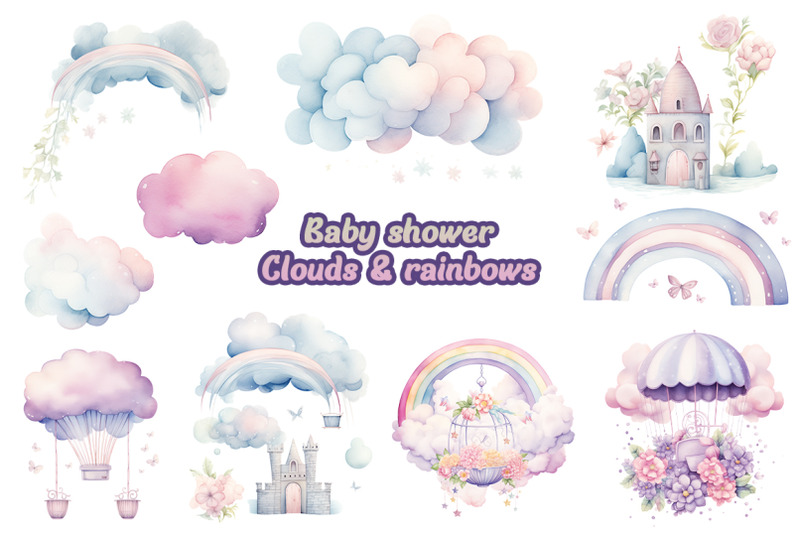 watercolor-baby-shower-clouds-amp-rainbows