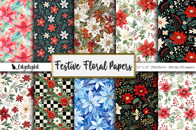 festive-floral-printable-papers
