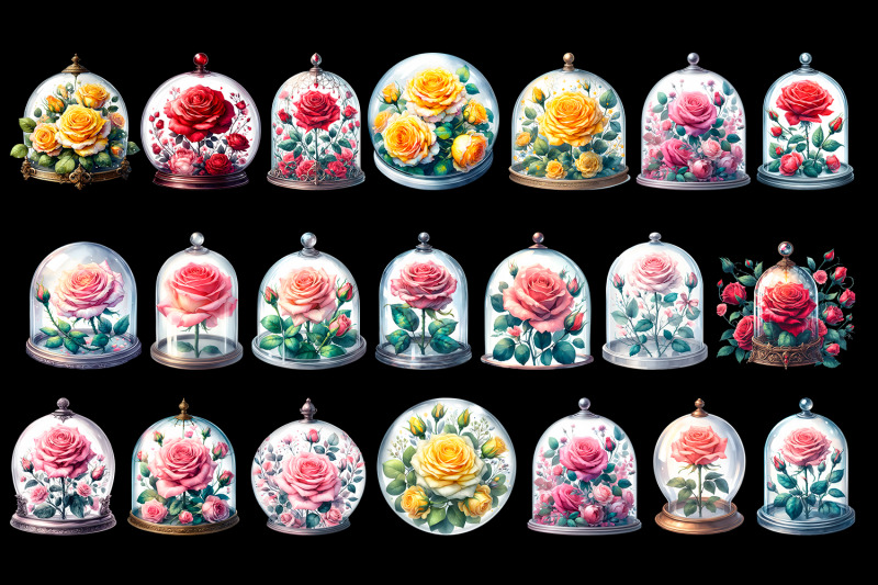 rose-vintage-glass-dome-clipart