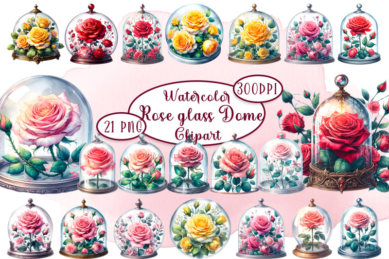 rose-vintage-glass-dome-clipart