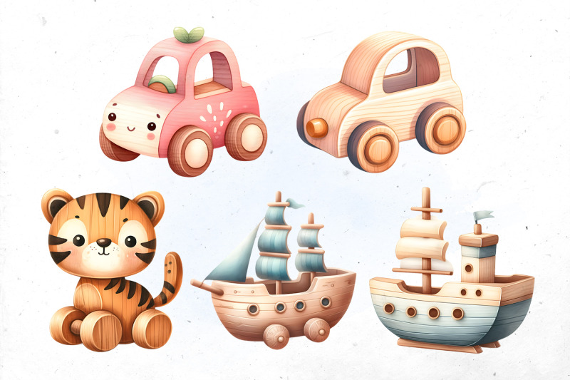 watercolor-wooden-toys-bundle-png-cliparts