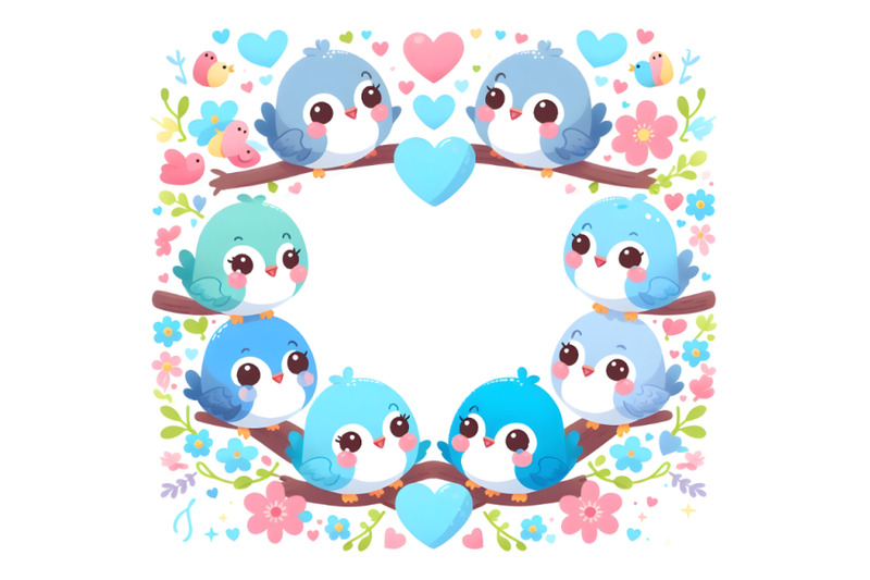 cute-colorful-valentine-blue-bird-heart-shape-frame