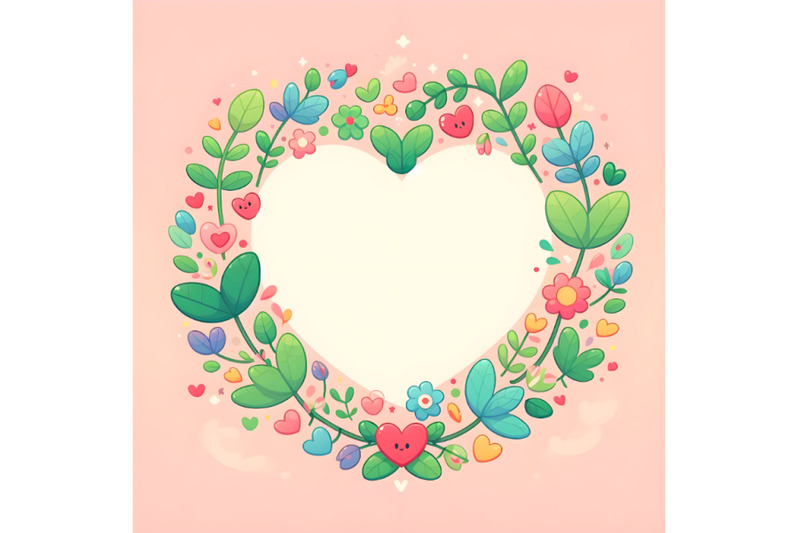 cute-colorful-valentine-green-leaf-shape-frame