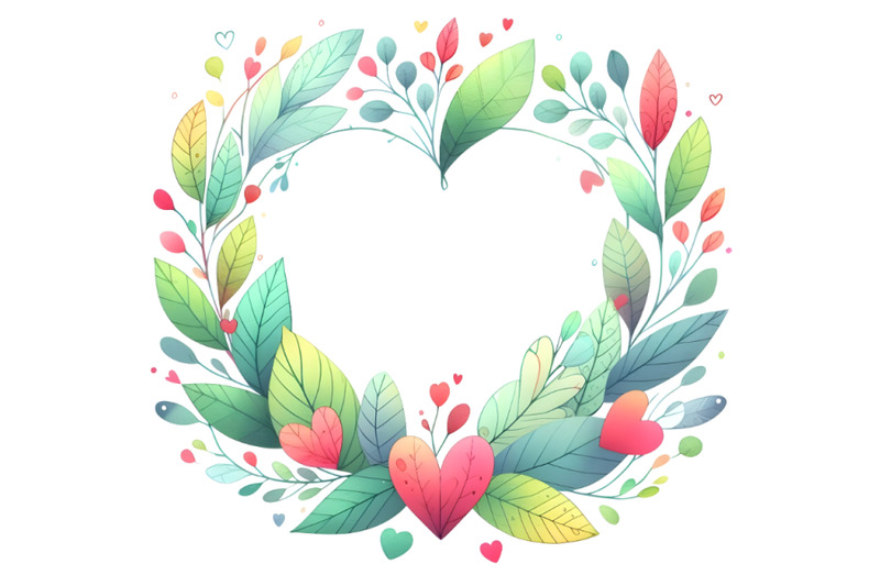 cute-colorful-valentine-green-leaves-shape-frame