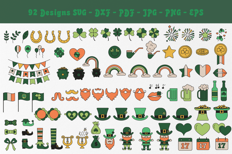 saint-patricks-day-color-lined-icons-svg-lucky-svg-clipart-tribal