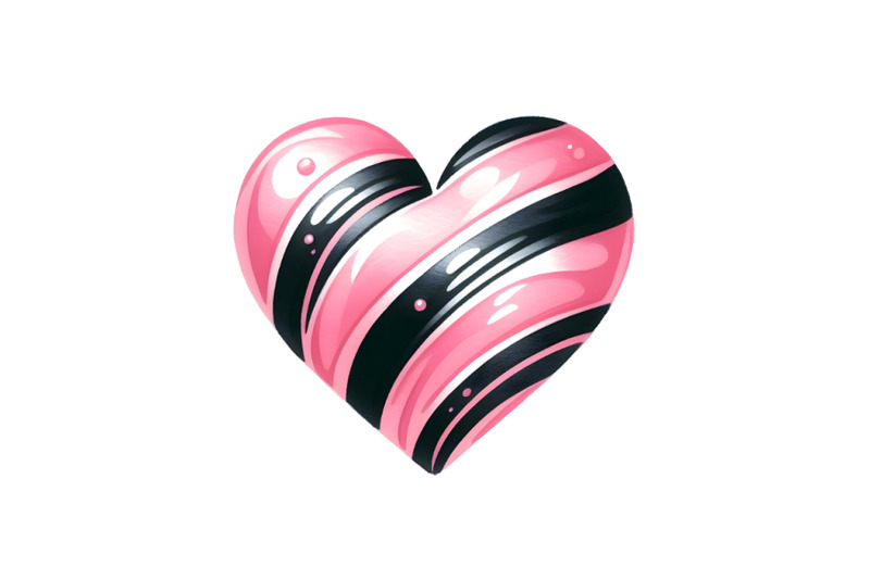 a-pink-heart-with-black-and-white-stripes