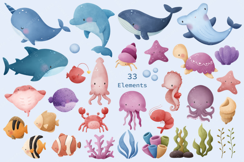 adorable-sea-life-illustration-set