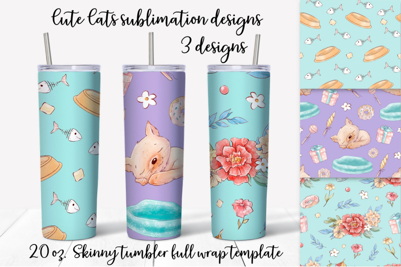 cats-sublimation-design-skinny-tumbler-wrap-design