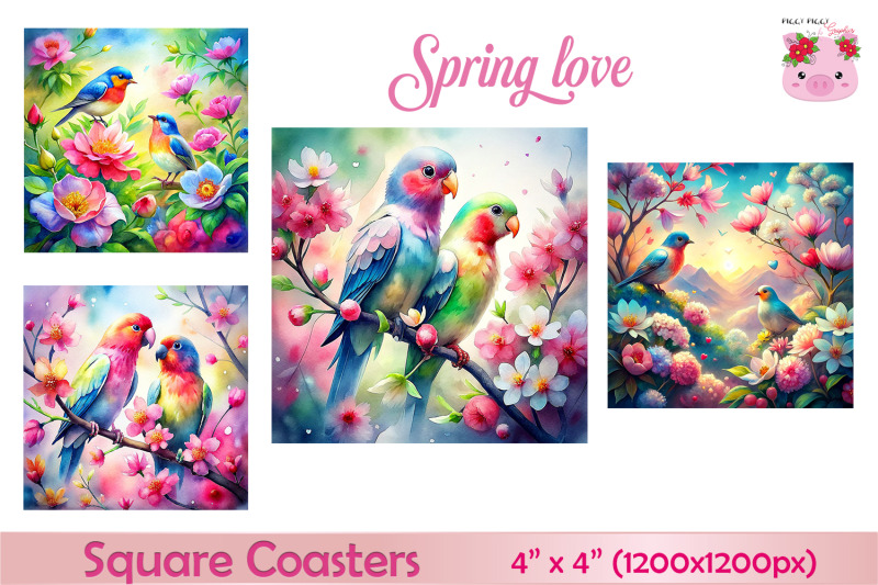 birds-love-spring-nature-square-coasters