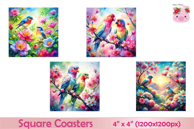 birds-love-spring-nature-square-coasters