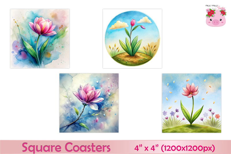 digital-flowers-squares-coasters