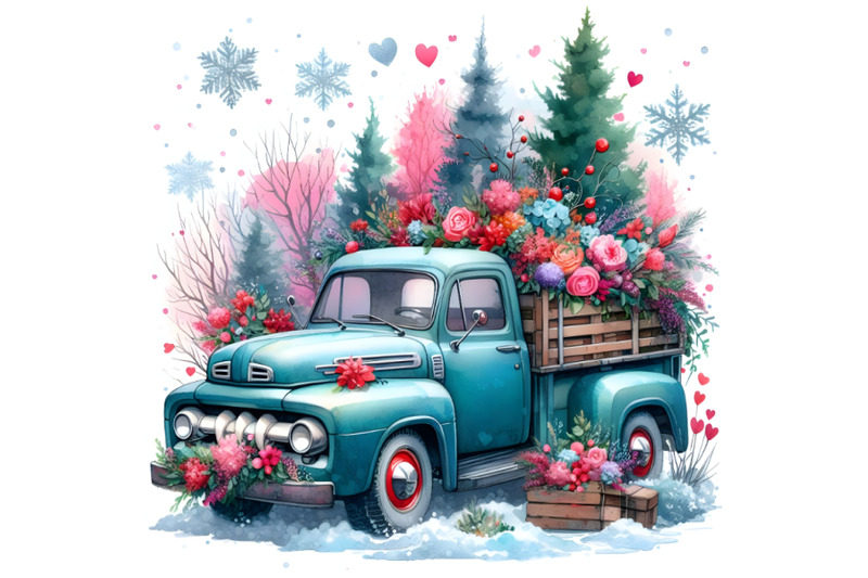 old-truck-decorated-for-valentine-039-s-day