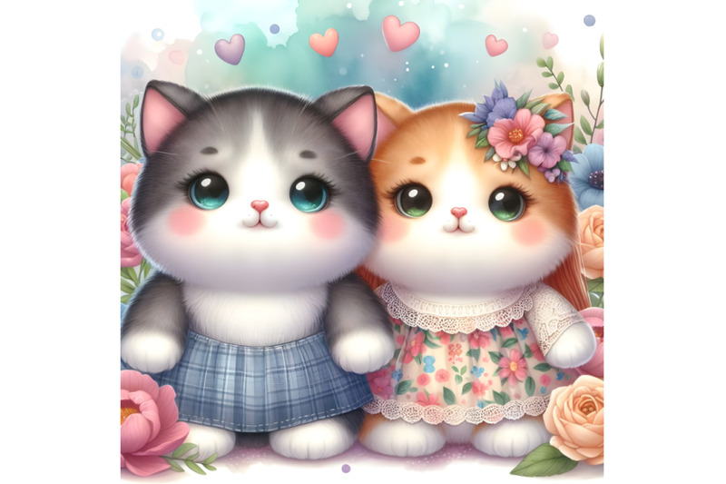 chubby-cute-couple-kitten-love