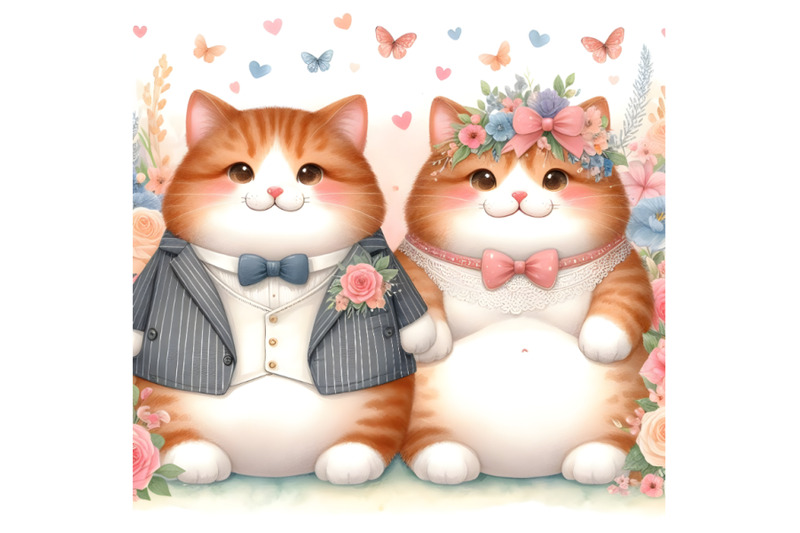 chubby-cute-couple-cat-love