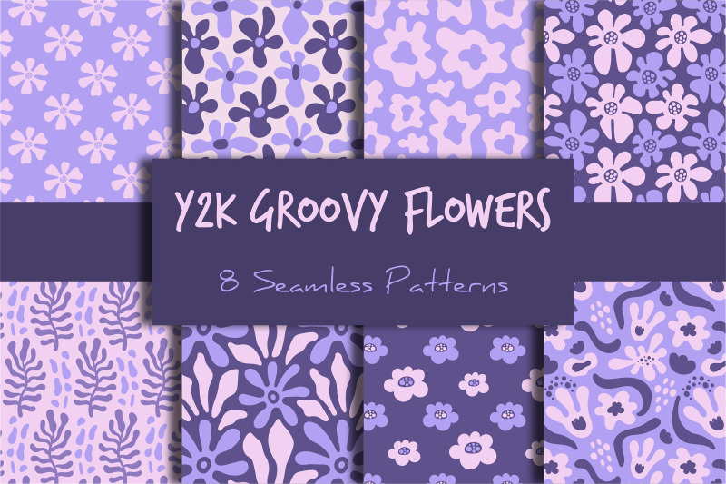 y2k-groovy-flowers-seamless-patterns