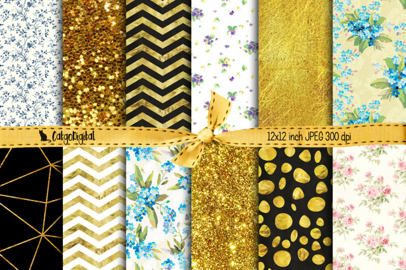 floral-gold-background-papers