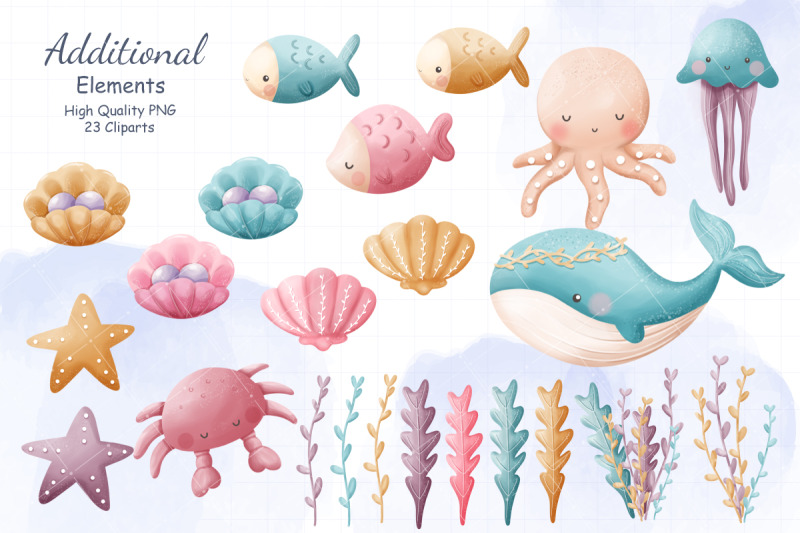 cute-mermaids-and-sea-life-clipart