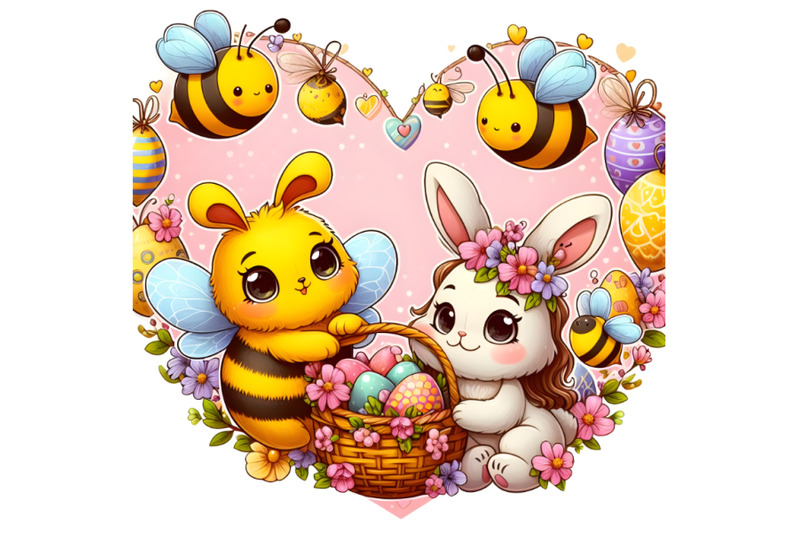 heart-shaped-easter-decoration-with-bees