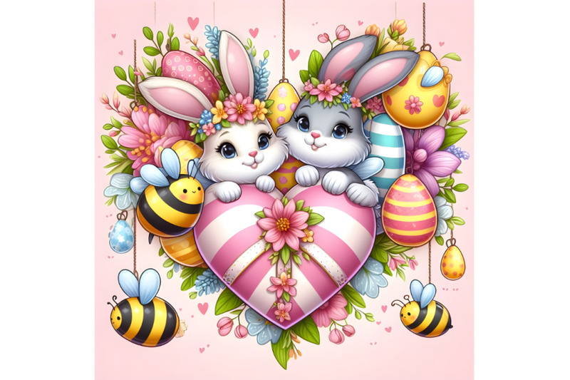 heart-shaped-easter-decoration-with-bees