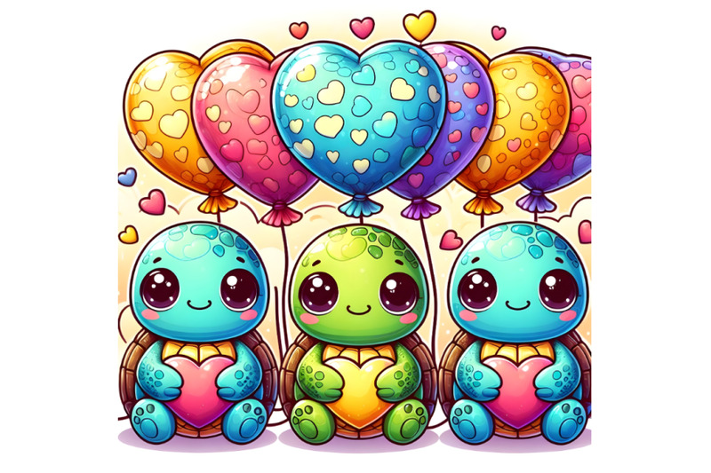 cute-turtles-with-heart-shaped-balloons