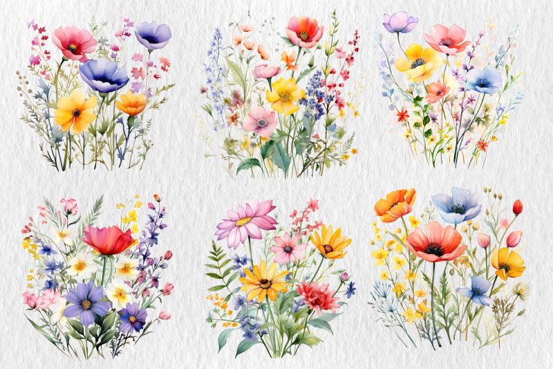 watercolor-colorful-wildflowers