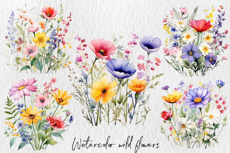 watercolor-colorful-wildflowers