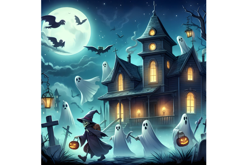 spooky-ghosts-in-a-haunted-house