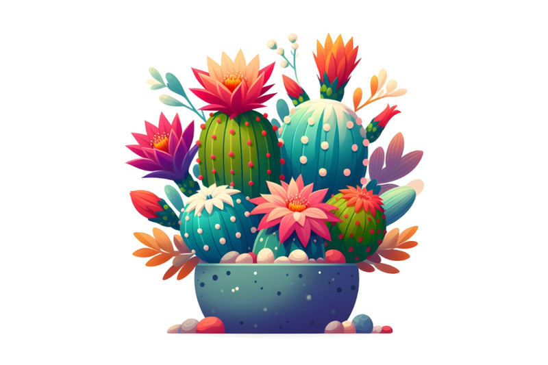 colorful-cactus-plant-with-blooming-flowers