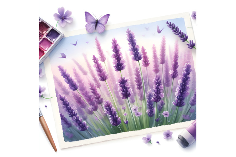 watercolor-painting-of-purple-lavender-flowers