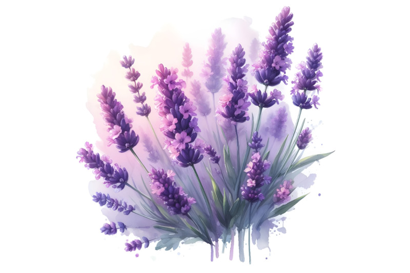 watercolor-painting-of-purple-lavender-flowers