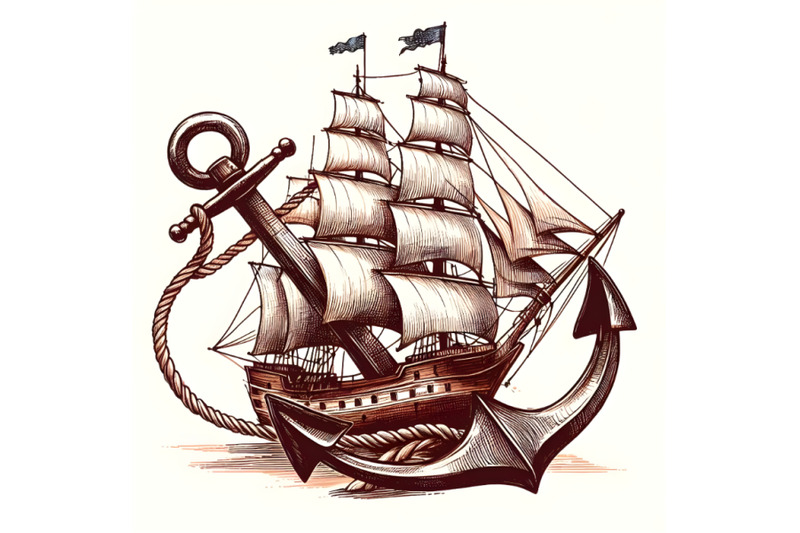 hand-drawn-ship-sea-anchor