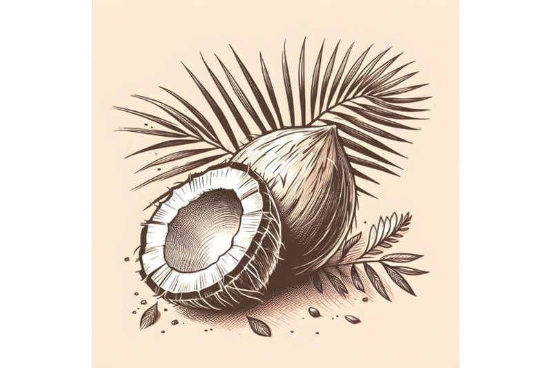 coconut-with-palm-leaf