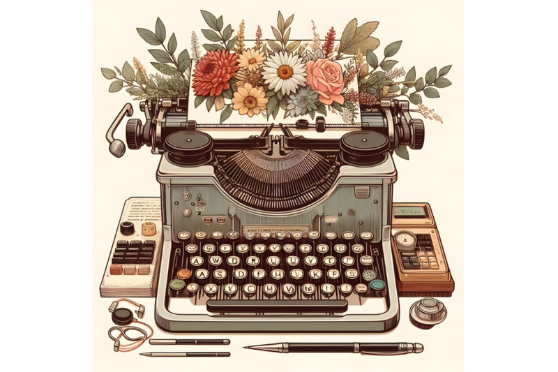 retro-typewriter-and-flowers