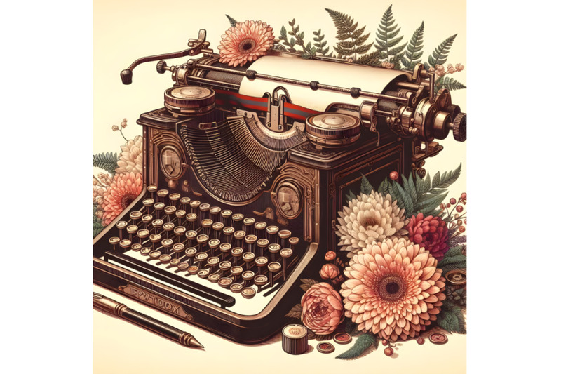 retro-typewriter-and-flowers