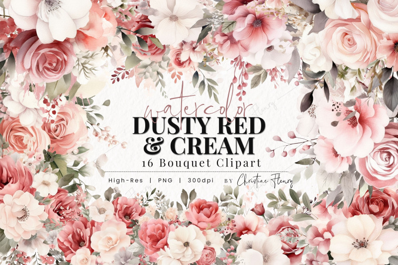 watercolor-dusty-red-amp-cream-bouquet-png