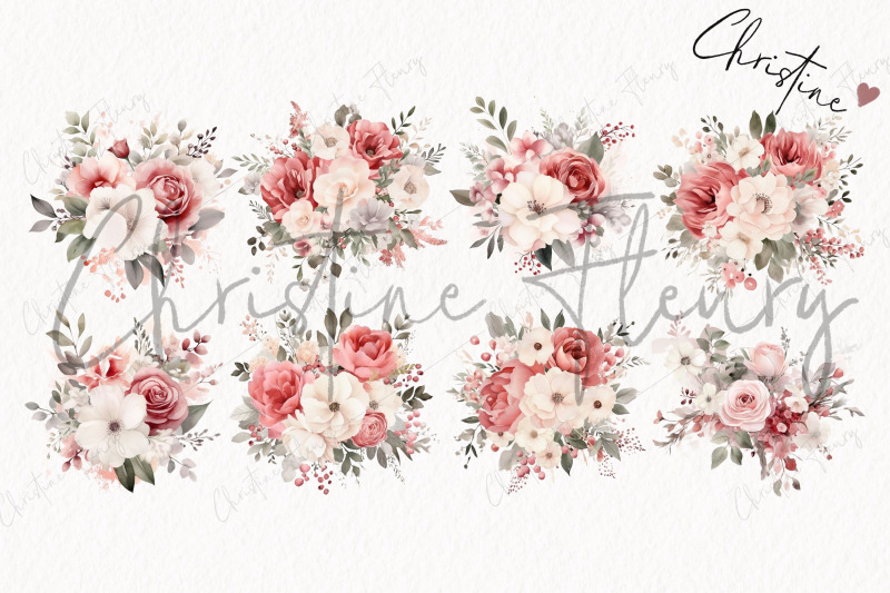 watercolor-dusty-red-amp-cream-bouquet-png