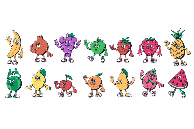 cartoon-fruit-characters-fresh-fruits-grocery-mascots-in-1930s-rubber