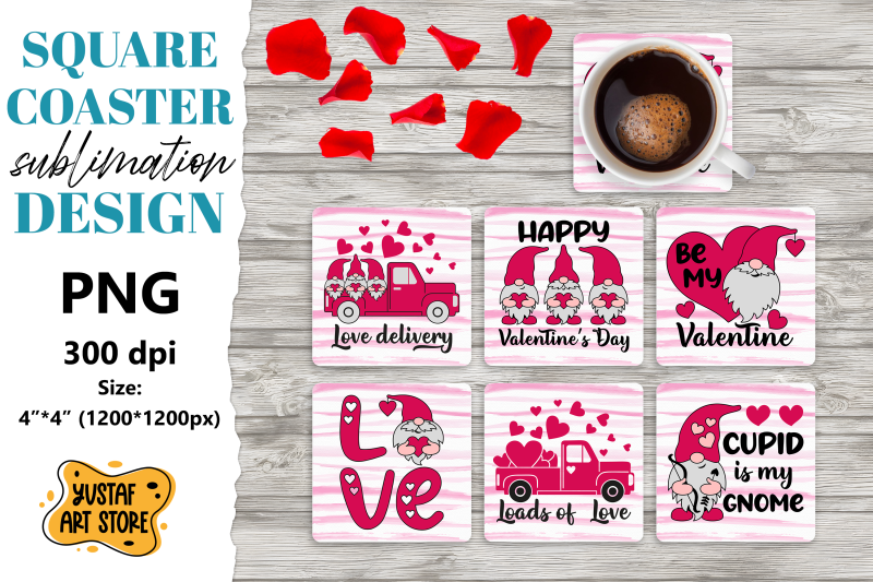 valentine-square-coaster-valentine-gnome-truck-sublimation