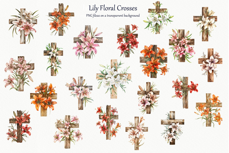 lily-floral-crosses-watercolor-clipart