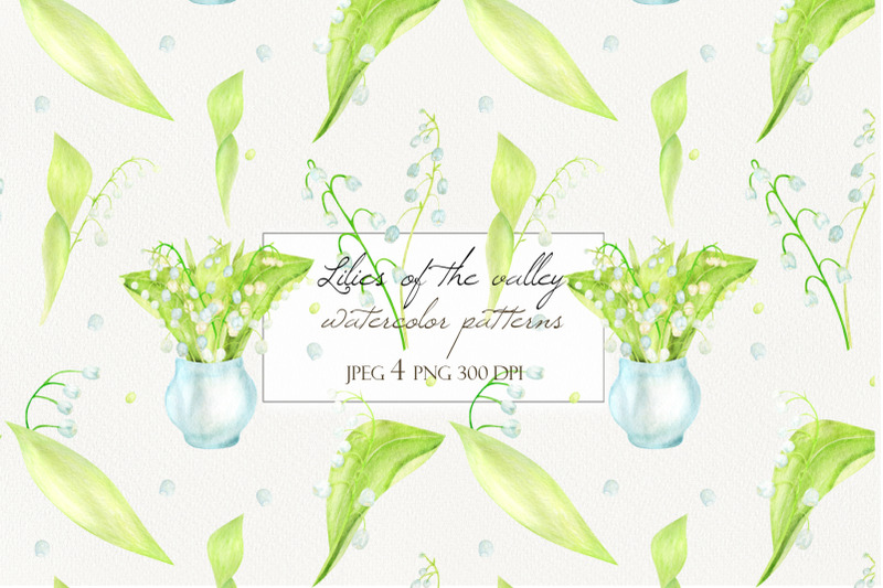 spring-watercolor-lilies-of-the-valley-seamless-patterns