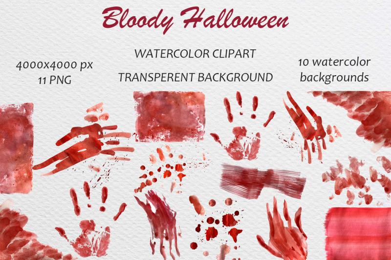 bloody-halloween-watercolor-clip-art-set