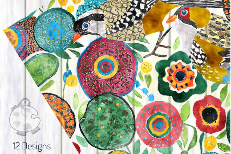 sparrow-garden-wildlife-watercolor-pattern-papers