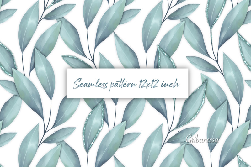 blue-leaves-floral-seamless-pattern
