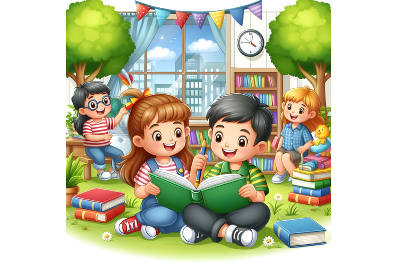 children-reading-story-book